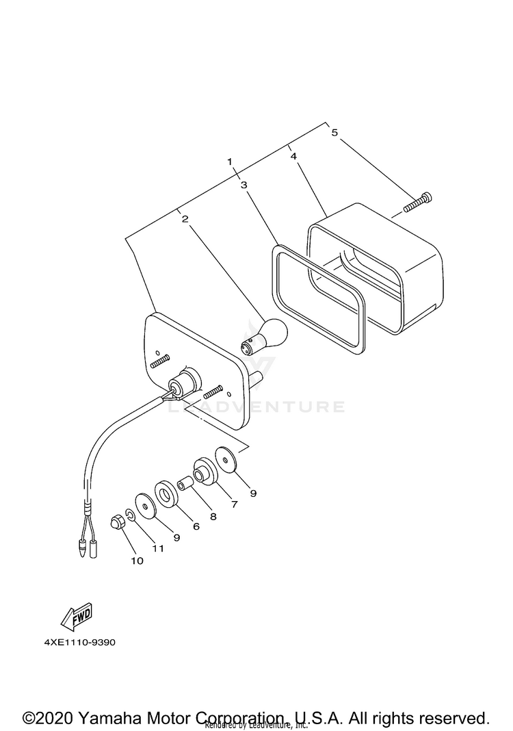 Taillight BIG BEAR 2WD YFM400H - YFM400HN - 2001 Schematic