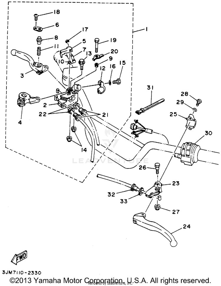 Handle Switch Lever BLASTER - YFS200F - 1994 Schematic