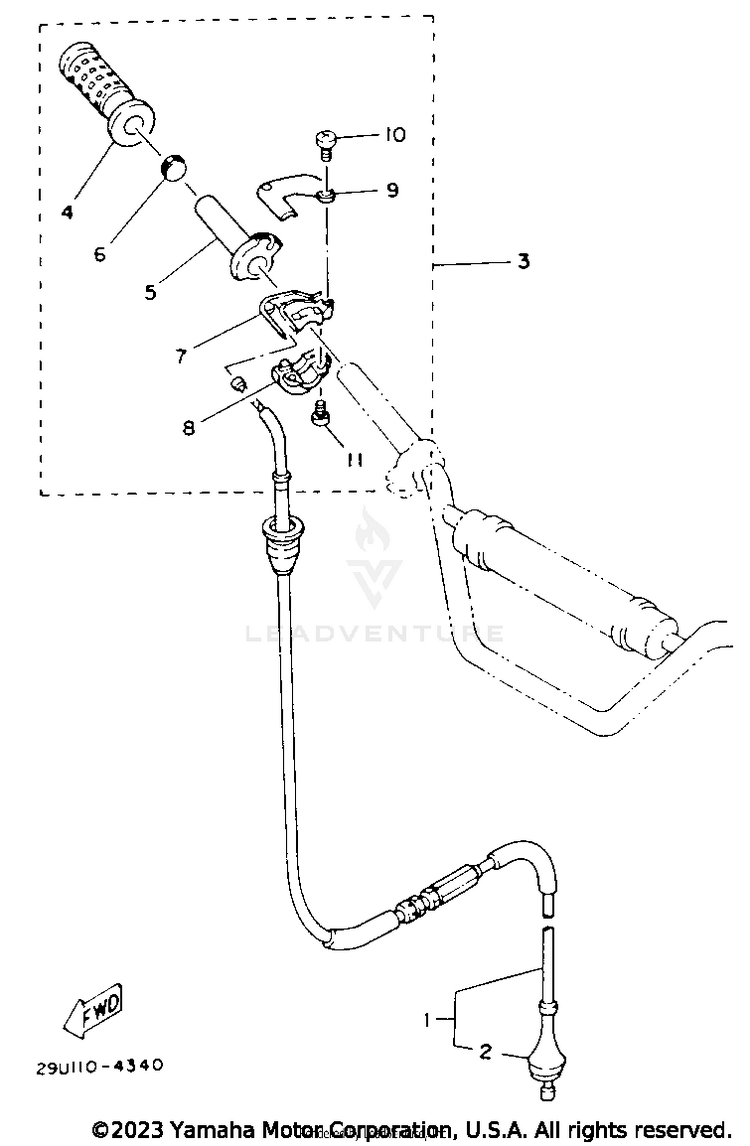 Optional Parts Twist Grip Throttle (Ytm225dxl) - A Schematic