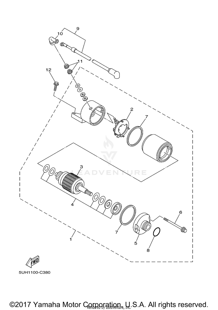 Starting Motor GRIZZLY 350 IRS 4WD - YFM35FGIZG - 2010 Schematic