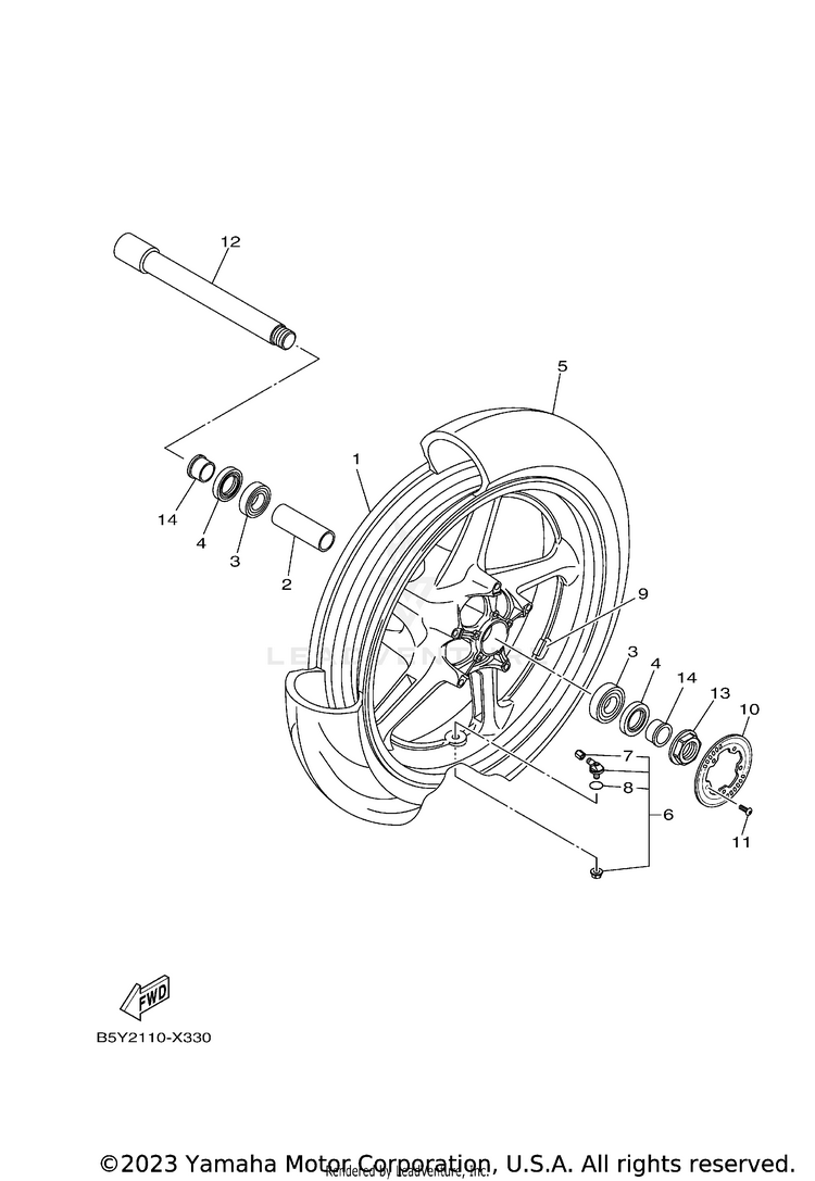 Front Wheel MT10 - MT10NCB - 2022 Schematic