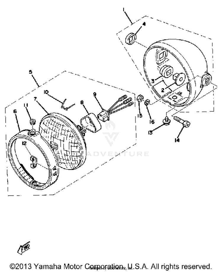 Headlight  Dt100e E011001-F Schematic
