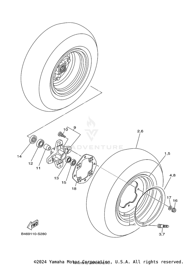 Front Wheel RAPTOR 700R SE CAL - YFM70RCCTG - 2026 Schematic