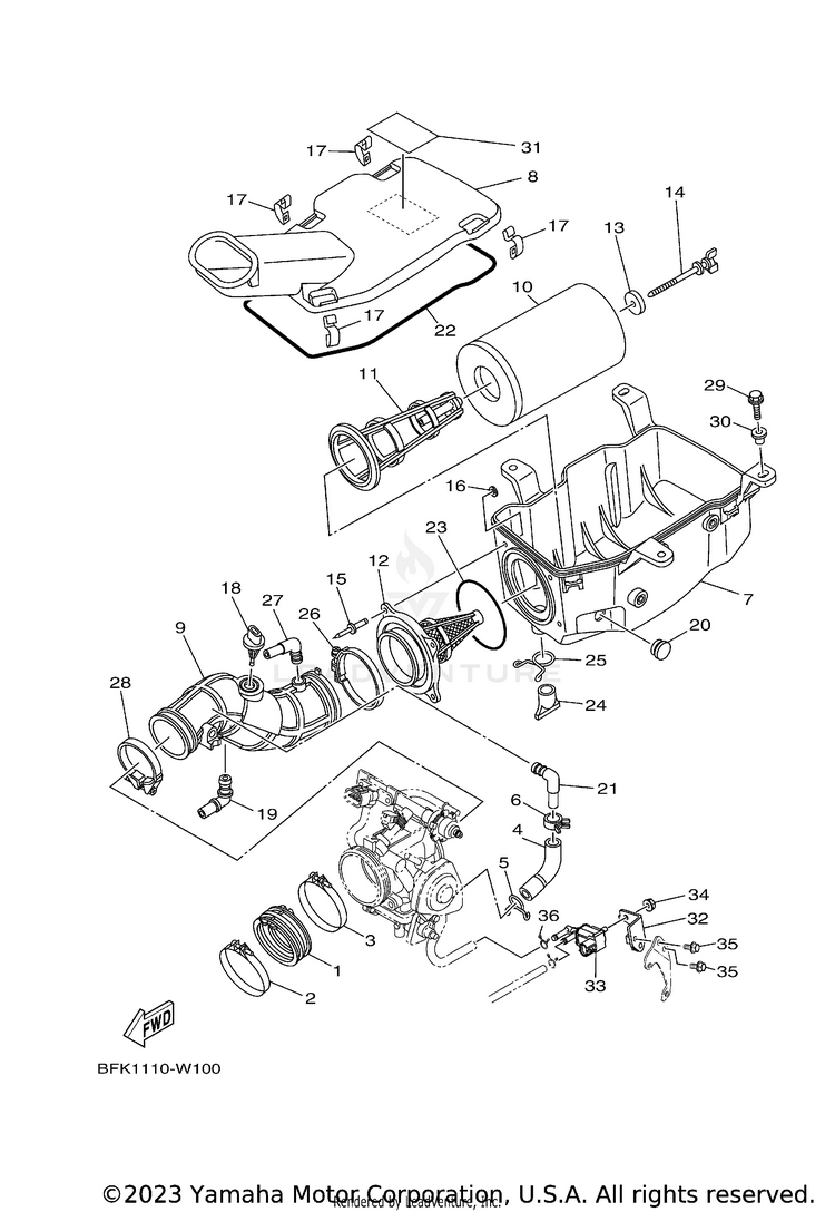 Intake RAPTOR 700R SE CAL - YFM70RCCRB - 2024 Schematic