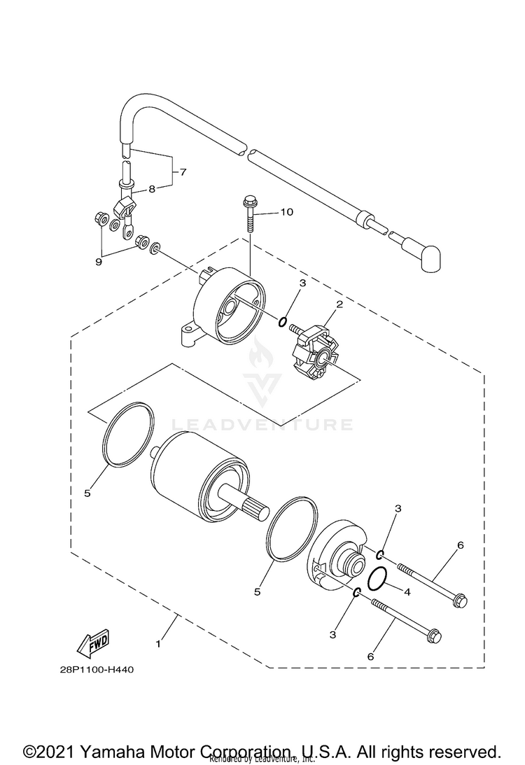 Starting Motor KODIAK 700 EPS - YFM70KPANG - 2022 Schematic