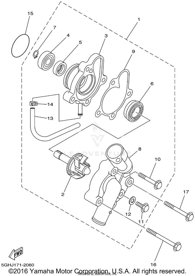 Water Pump KODIAK 4WD - YFM400FAP - 2002 Schematic