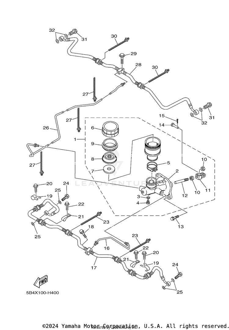 Rear Master Cylinder RHINO 700 FI SPORT E - YXR7FSP2Y - 2009 Schematic