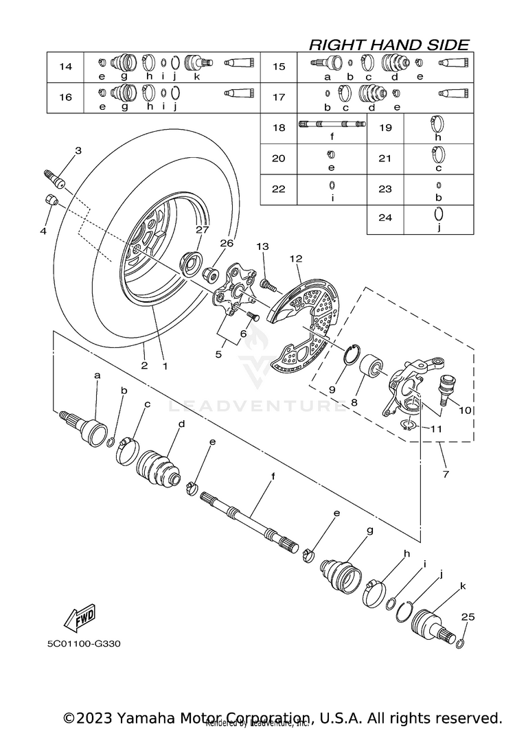 Front Wheel 2 GRIZZLY 700 - YFM7FGXGR - 2008 Schematic