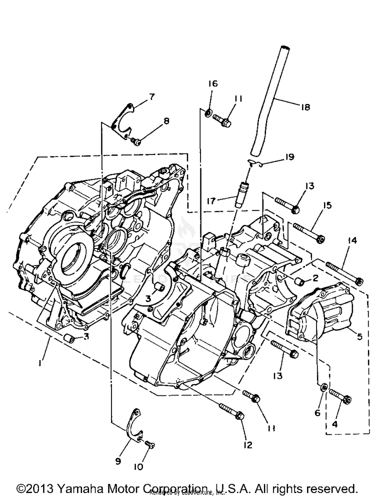 Crankcase BIG BEAR 4WD - YFM350FWB - 1991 Schematic