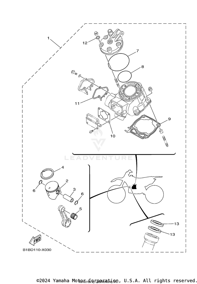 4 Piston Rebuilt Kit Schematic