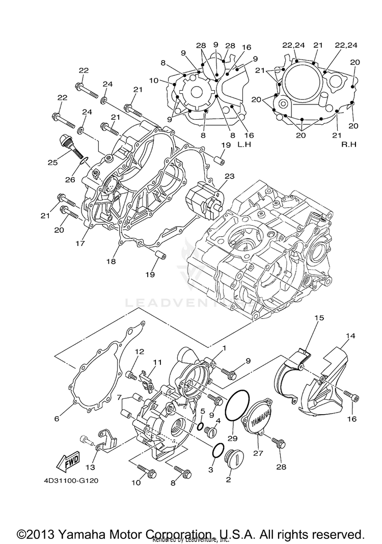 Crankcase Cover 1 RAPTOR 250 - YFM25RYL - 2009 Schematic