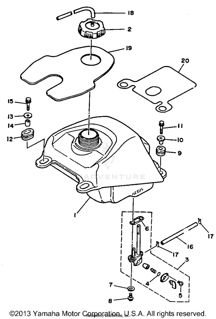Fuel Tank BLASTER - YFS200B_MN - 1991 Schematic
