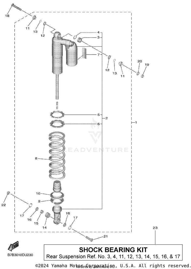 Rear Suspension YZ250F - YZ250FKL - 2019 Schematic