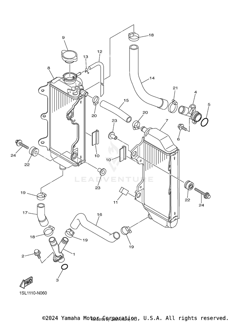 Radiator Hose YZ450F - YZ450FFL - 2015 Schematic