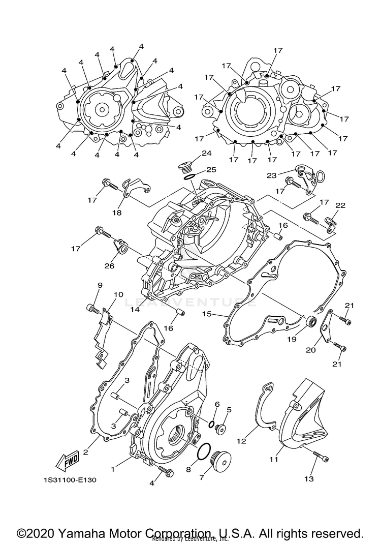 Crankcase Cover 1 RAPTOR 700R SE - YFM70RSSLM - 2020 Schematic