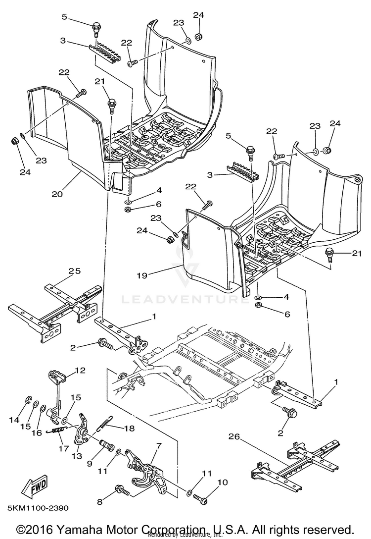 Stand Footrest GRIZZLY 600 METALLIC SILVER - YFM660FPS - 2002 Schematic