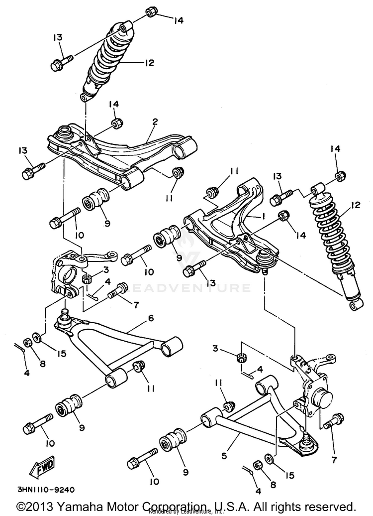 Front Suspension - Wheel KODIAK 4WD - YFM400FWF - 1994 Schematic