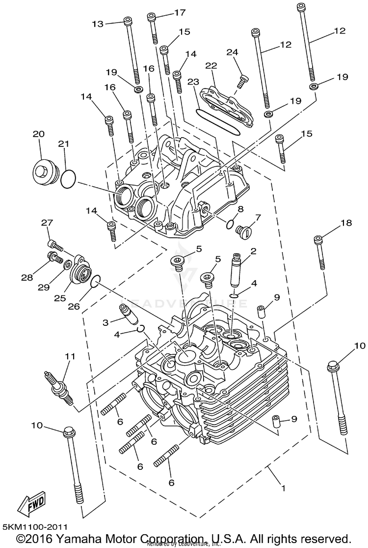 Cylinder Head GRIZZLY HUNTER EDITION - YFM660FHP - 2002 Schematic