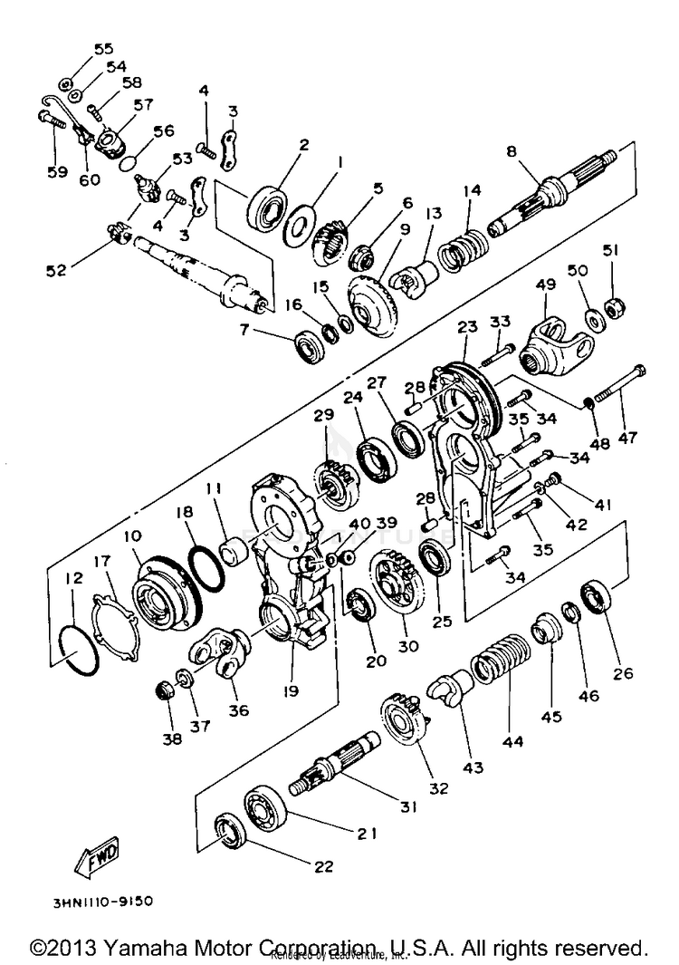 Middle Drive Gear BIG BEAR 4WD - YFM350FWB - 1991 Schematic