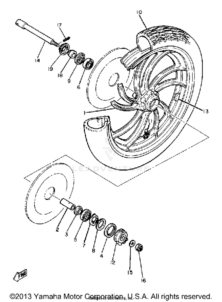 Front Wheel XS1100LH - 1981 Schematic