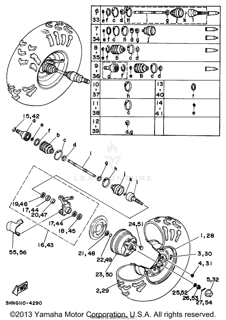 Front Wheel BIG BEAR 4WD - YFM350FWG_ - 1995 Schematic