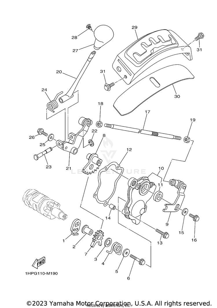 Shift Shaft KODIAK 700 EPS - YFM70KPAPG - 2023 Schematic