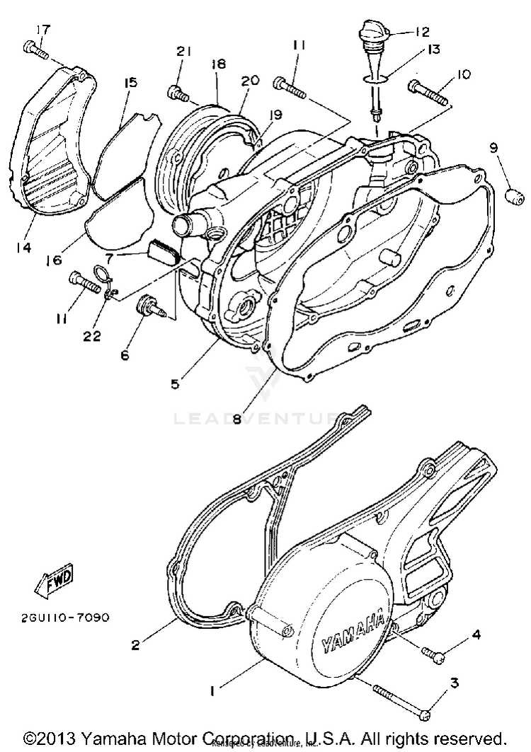Crankcase Cover 1 BANSHEE - YFZ350D - 1992 Schematic