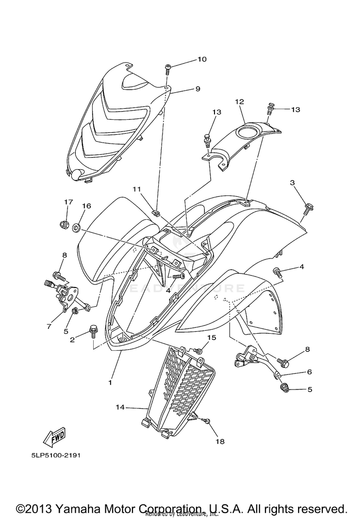 Front Fender RAPTOR BLACK LIMITED EDITION - YFM660RLER - 2003 Schematic