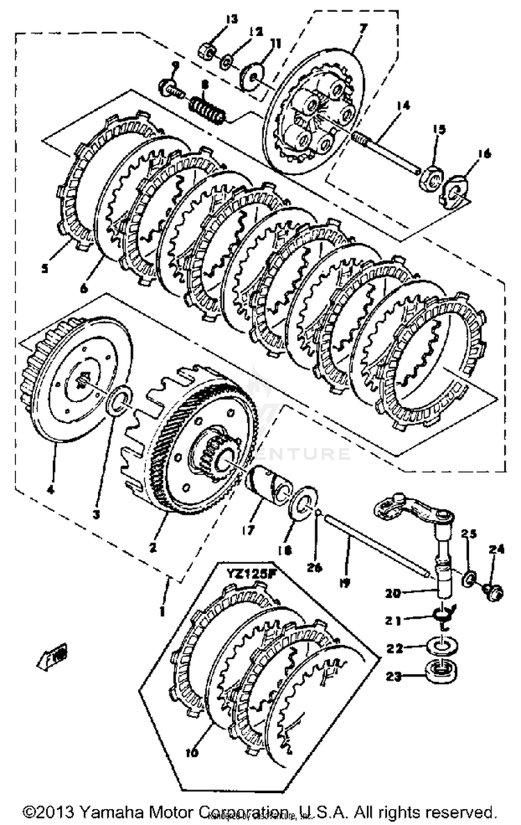 Clutch Yz125e - F Schematic