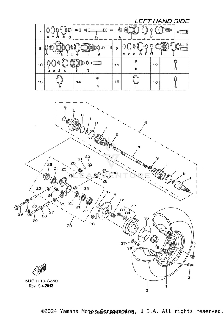 Rear Wheel Left RHINO 660 - YXR660FAS - 2004 Schematic