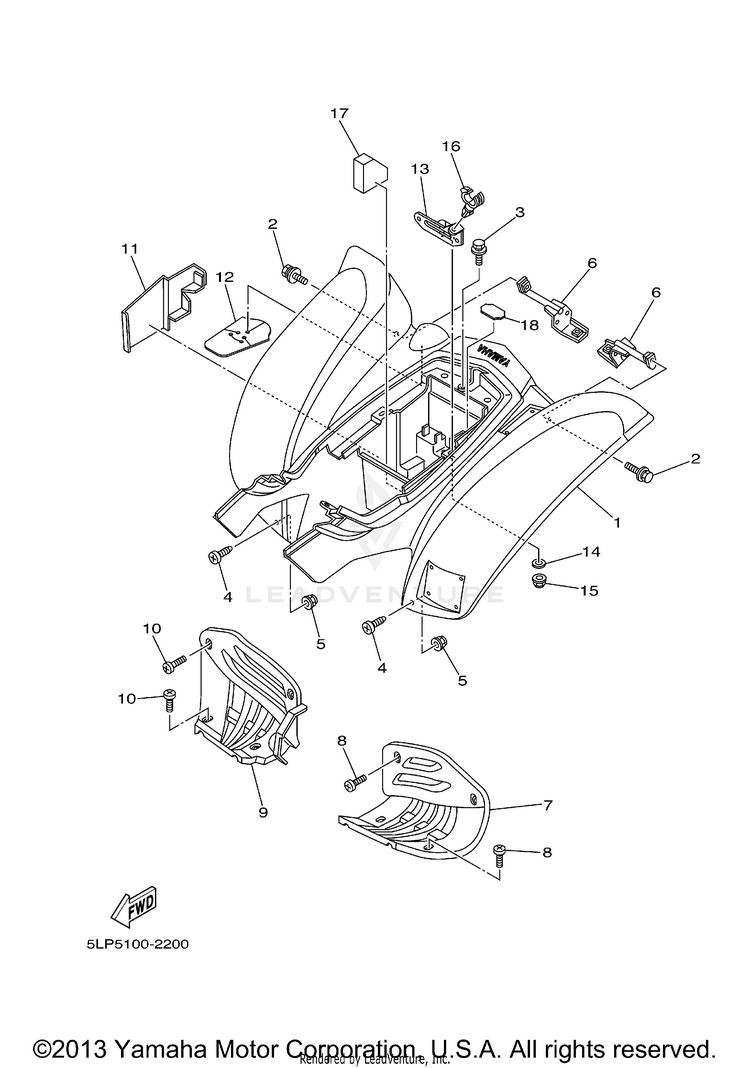 Rear Fender RAPTOR  660R - YFM660RR - 2003 Schematic