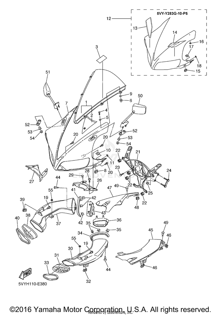 Cowling 1 R1 - YZFR1VC - 2006 Schematic