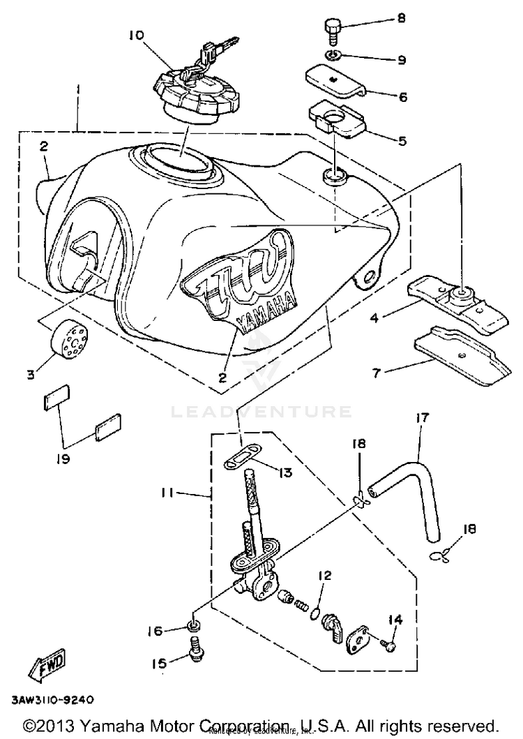 Fuel Tank (Non-California Model) Schematic