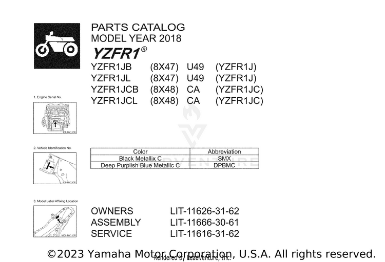 Title Page YZFR1 - YZFR1JCB - 2018 Schematic