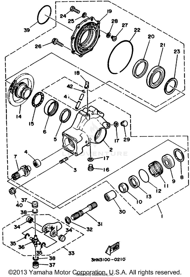 Drive Shaft BIG BEAR (ME & NH Only) - YFM350FWD_MNH - 1992 Schematic
