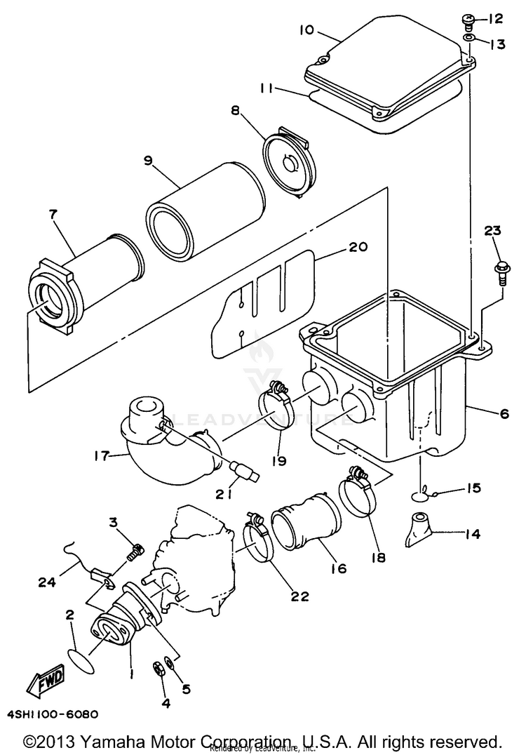 Intake KODIAK 4WD - YFM400FWH - 1996 Schematic