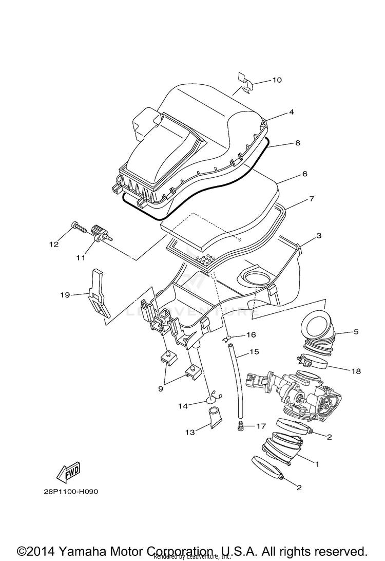 Intake GRIZZLY 700 FI 4WD - YFM7FGZB - 2010 Schematic