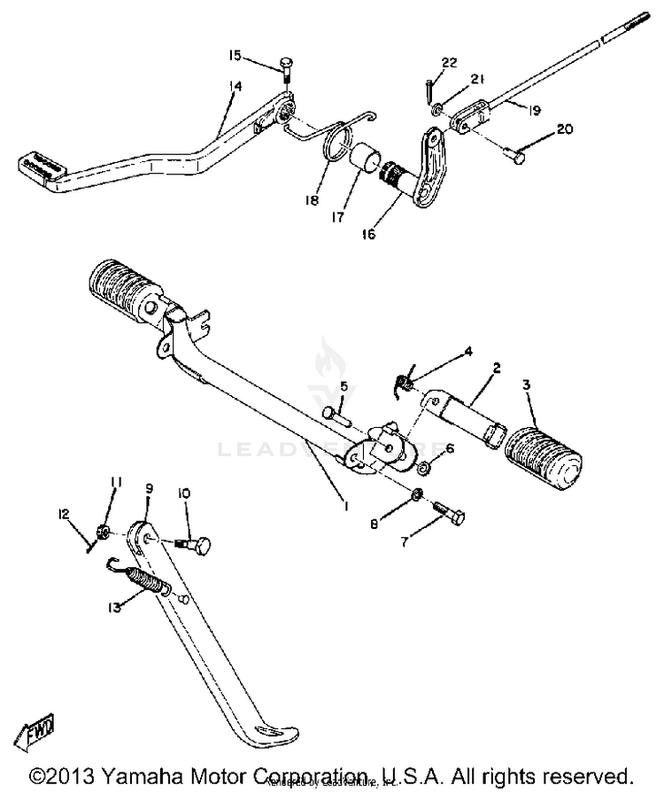 Stand, Foot Rest & Rear Brake Pedal Schematic