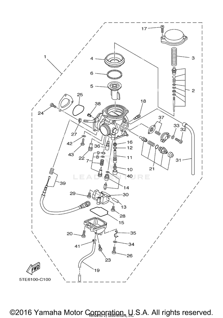 Carburetor GRIZZLY 400 4WD - YFM4FGX - 2008 Schematic