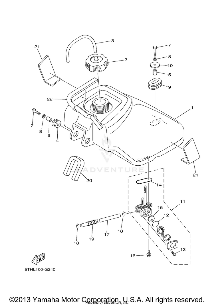 Fuel Tank YFM80RXGY - 2008 Schematic