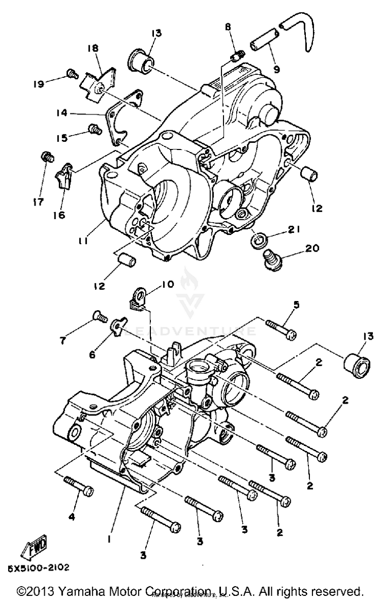 Crankcase Yz250k L Schematic