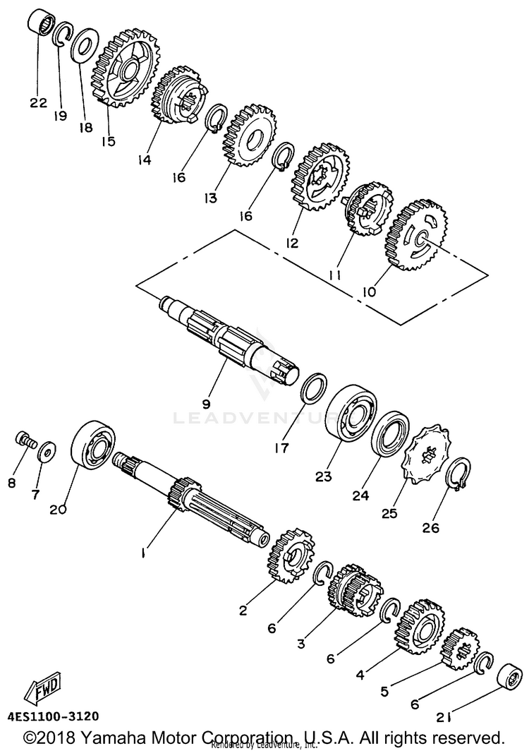 Transmission YZ80 - YZ80L1 - 1999 Schematic