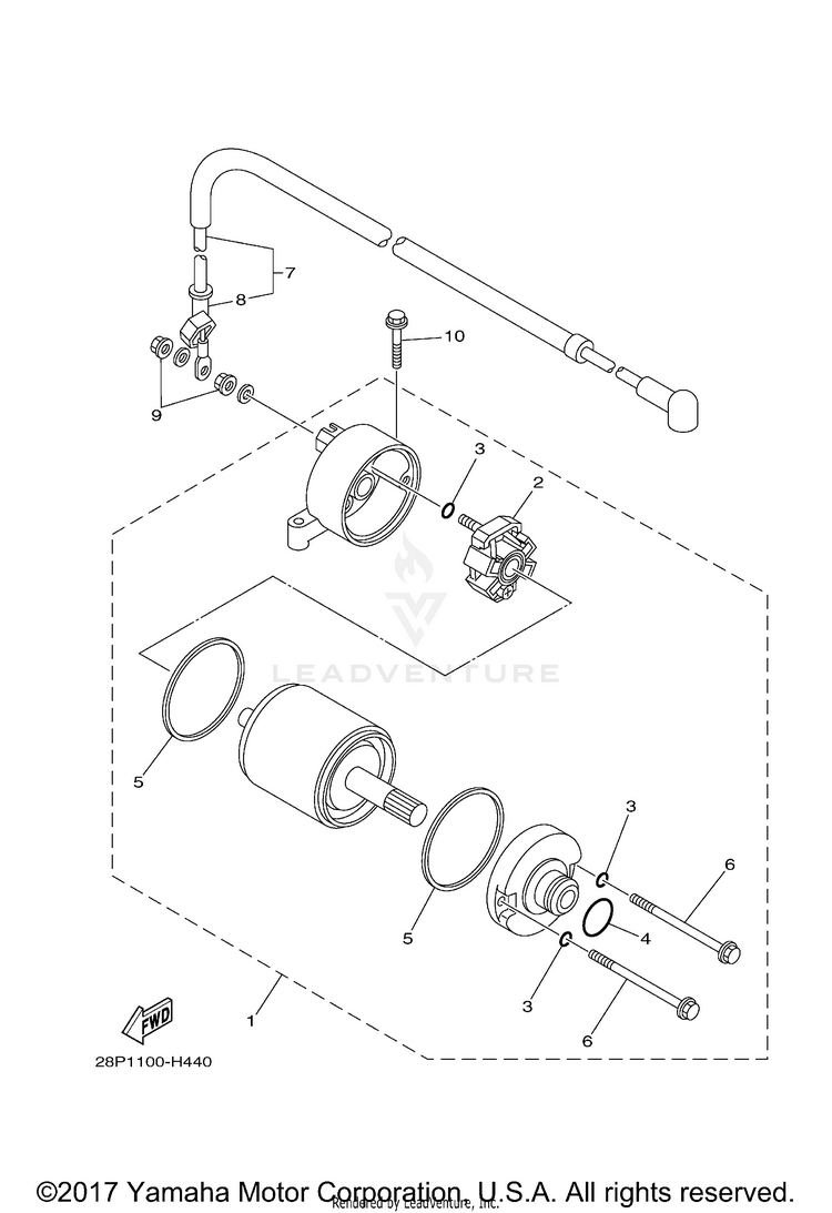 Starting Motor KODIAK 700 4WD HUNTER - YFM70KDHJH - 2018 Schematic