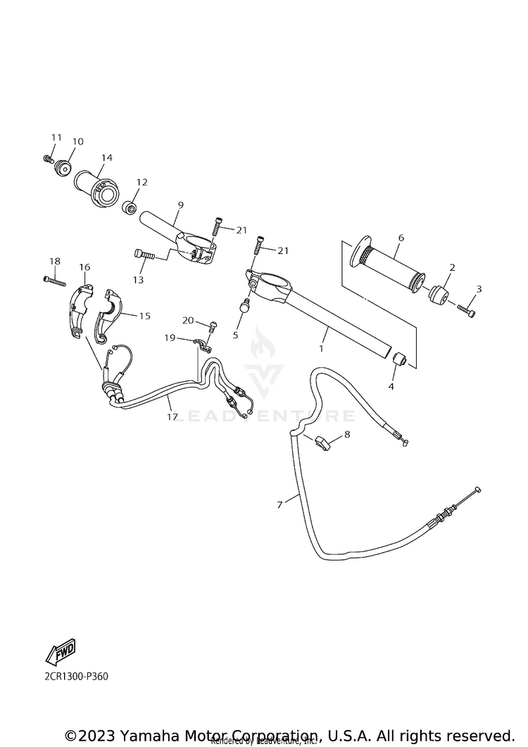 Steering Handle Cable YZFR1 - YZFR1HCB - 2017 Schematic