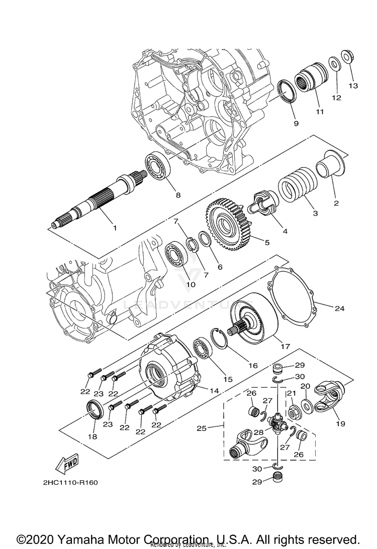 Middle Drive Gear YXZ1000R SS SE CAL - YXZ10YCCMW - 2021 Schematic