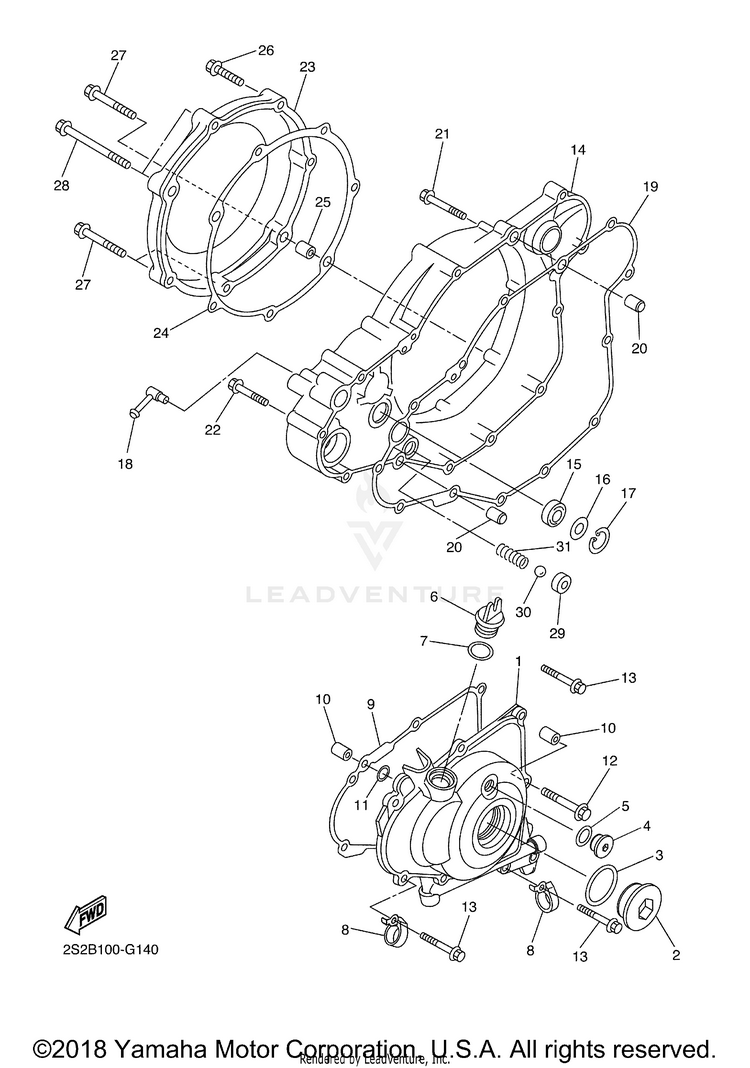 Crankcase Cover 1 YZ450F - YZ450FXL - 2008 Schematic