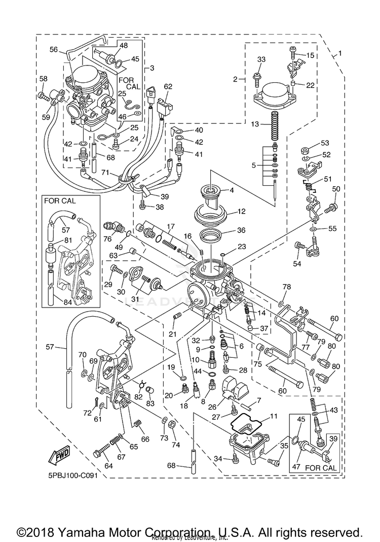 Carburetor V STAR 1100 CUSTOM WITH FLAMES - XVS11TC-F - 2005 Schematic