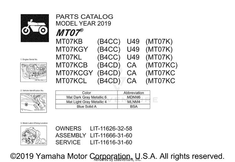 1 Title Page MT07 - MT07KCB - 2019 Schematic
