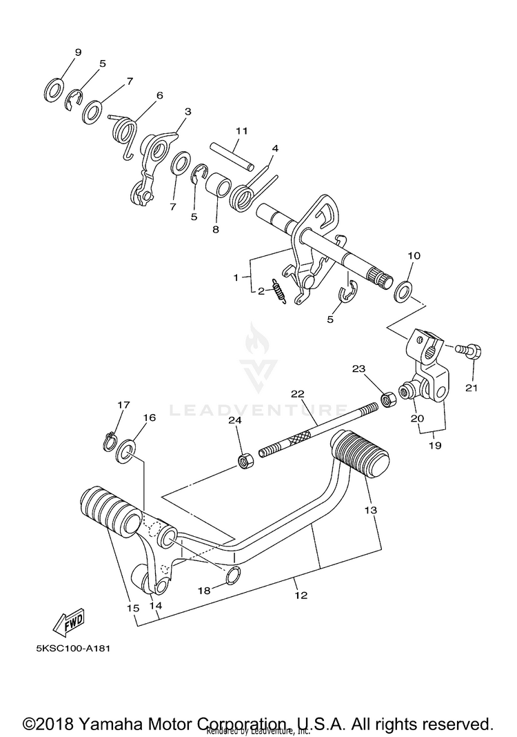 Shift Shaft V STAR 1100 SILVERADO - XVS11ATXCB - 2008 Schematic