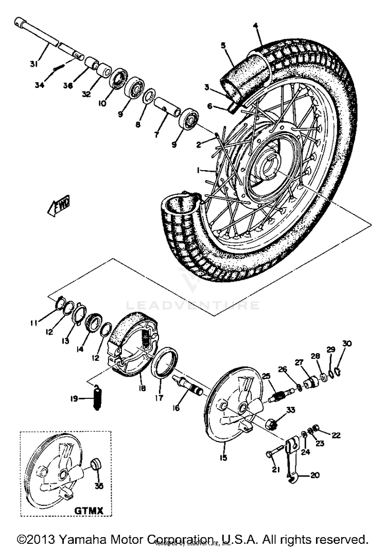 Front Wheel GT80A - 1974 Schematic